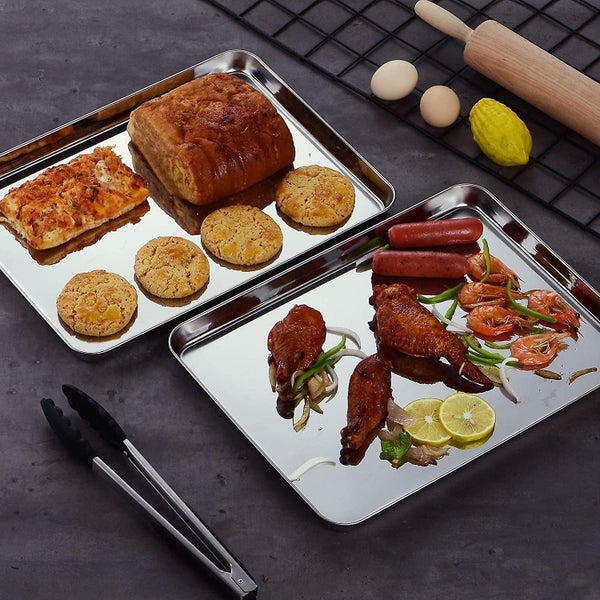 Set Of 2 Stainless Steel Baking Trays Non-toxic Mirror-smooth Rust-free Oven T Carousel 5