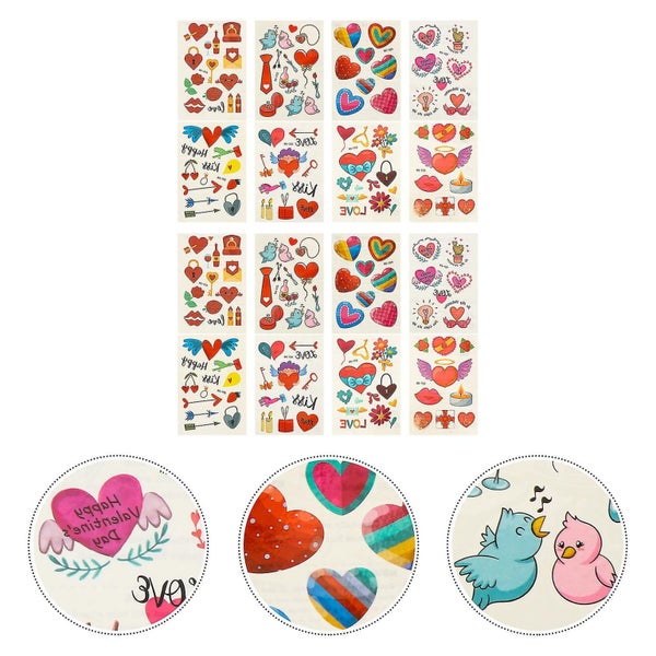 16 Sheets Disposable Valentine's Day Stickers Party Body Art Tattoos Carousel 3