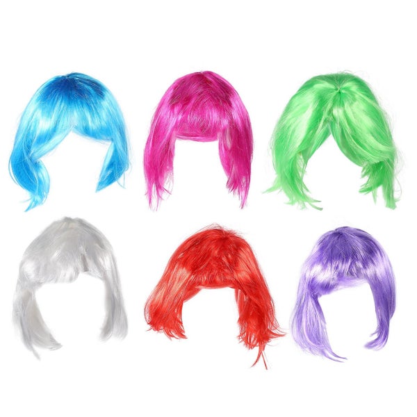 6 Pcs Dance Party Wigs Short Colorful Hairpiece Costume Props Costume Wig Cosp Carousel 1