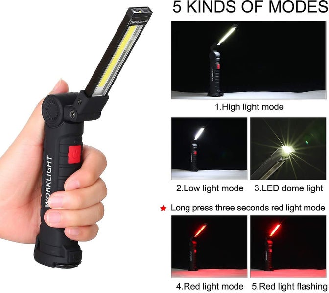 Led Work Light Torch Cob Inspection Light Rechargeable Camping Lamp With Magne Carousel 2