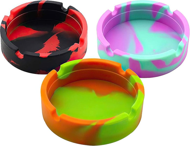 Silicone Ashtray 3 Pack Rubber High Temperature Heat Resistant Round Design Ci Carousel 1