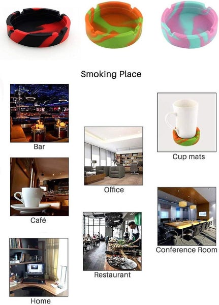 Silicone Ashtray 3 Pack Rubber High Temperature Heat Resistant Round Design Ci Carousel 5