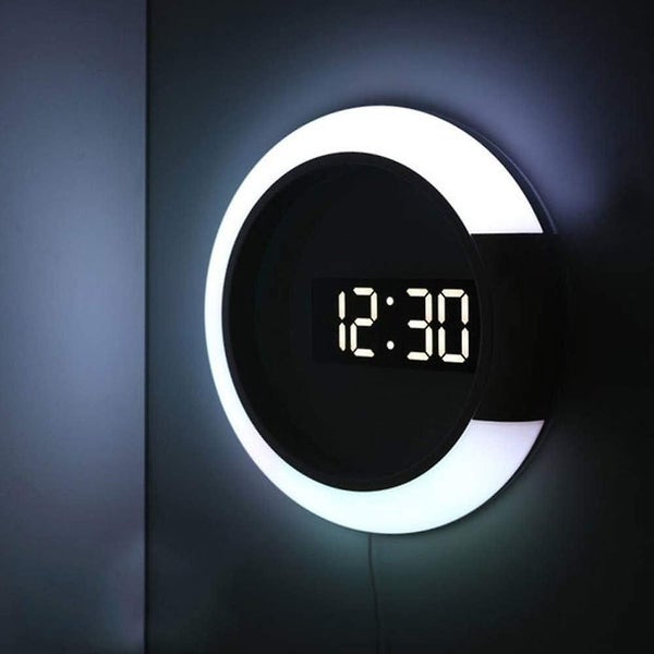 Led Wall Clock With Remote Control Modern Digital Clock White Carousel 1