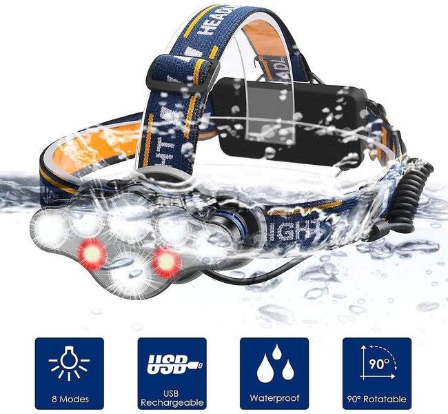 Led Headlamp8 Modes Usb Rechargeable Torch Headlamp 12000 Luminipx4 Carousel 1