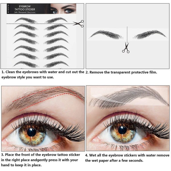 6 Sheets Of 4d Hair-like Waterproof Eyebrow Tattoo Stickers Eyebrow Transfer S62964510559489113
