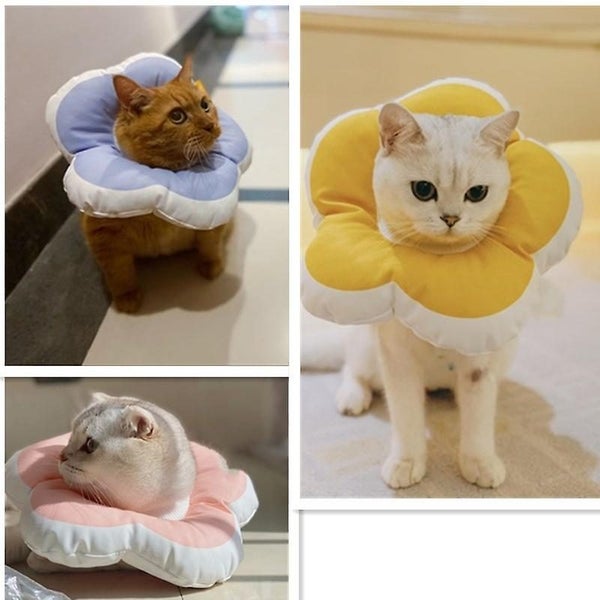Cat Recovery Collar Cute Flower Neck Pillow Prevent From Licking Biting Scratc Carousel 5