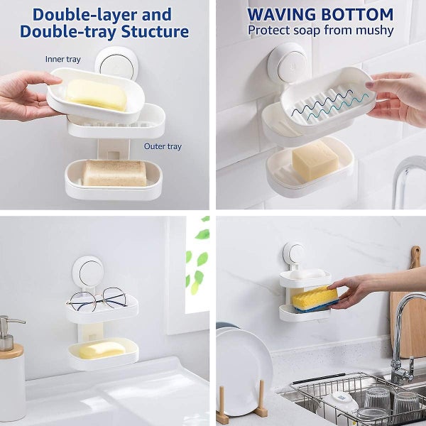 Double Layer Soap Dish Wall Mounted Shower Soap Holder For Bathroom Carousel 5