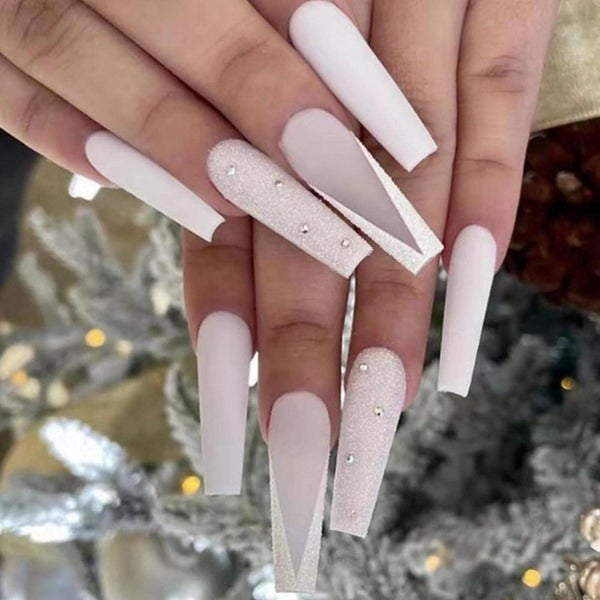 Coffin Acrylic Press On Nails Long Fake Nails Tips For Women And Girls Carousel 1
