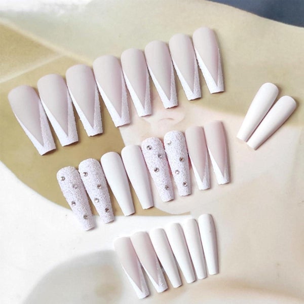 Coffin Acrylic Press On Nails Long Fake Nails Tips For Women And Girls Carousel 2
