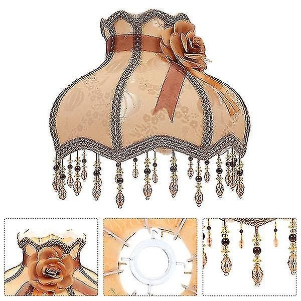 1pc European Vintage High-end Cloth Art Bead Lace Lampshade For Light Decor Carousel 4
