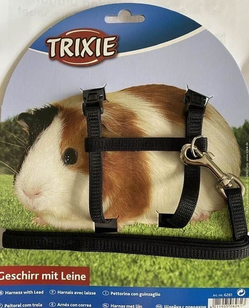 Guinea Pig Harness & Lead - Black Carousel 1