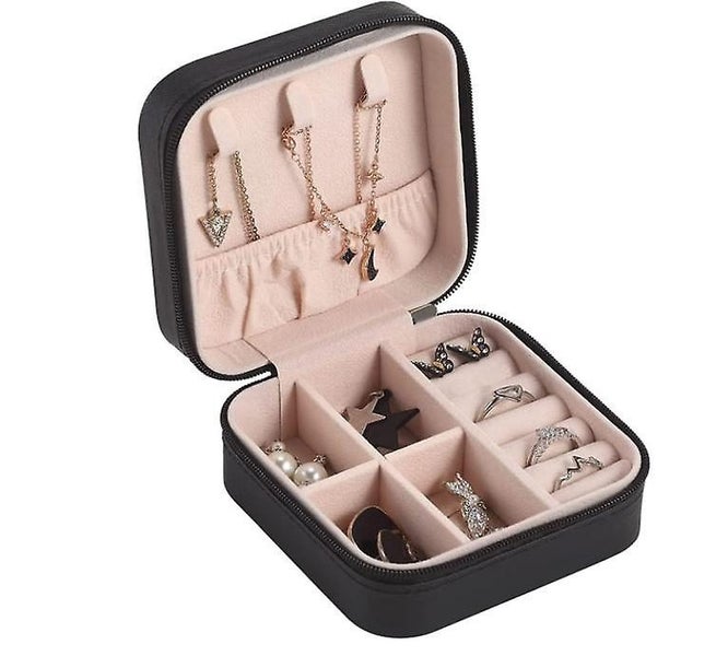 Small Jewelry Box Necklace Ring Storage Organizer Mini Jewelry Case Double Lay Carousel 1