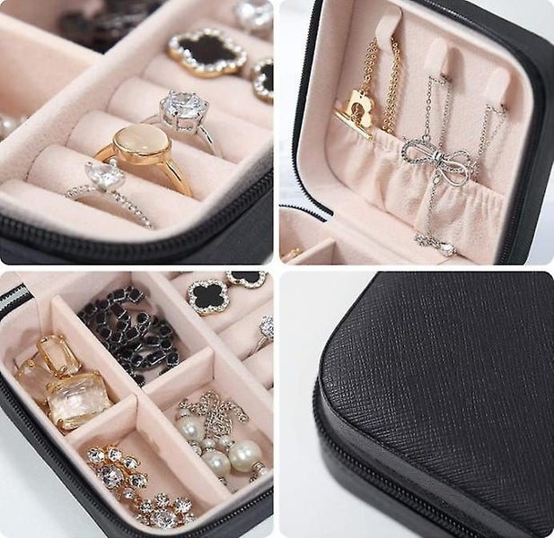 Small Jewelry Box Necklace Ring Storage Organizer Mini Jewelry Case Double Lay Carousel 2
