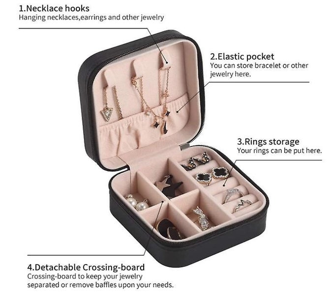 Small Jewelry Box Necklace Ring Storage Organizer Mini Jewelry Case Double Lay Carousel 4