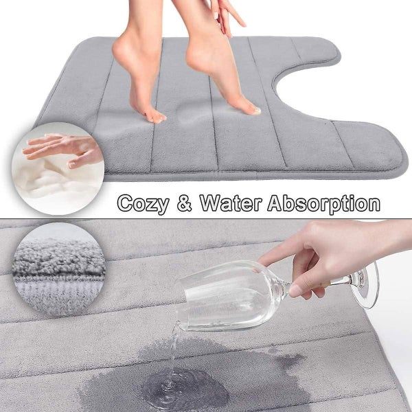 Memory Foam U-shaped Toilet Bath Mat Contour Rug With Water Absorption And Non- Carousel 2
