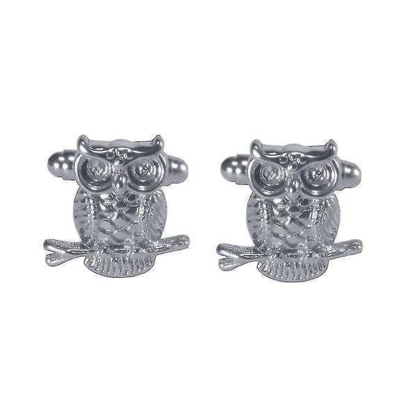 1 Pair Men's Owl Cufflinks French Male Cuff Decor Copper Cuff Button silver Carousel 1