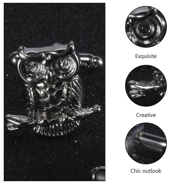 1 Pair Men's Owl Cufflinks French Male Cuff Decor Copper Cuff Button silver Carousel 2