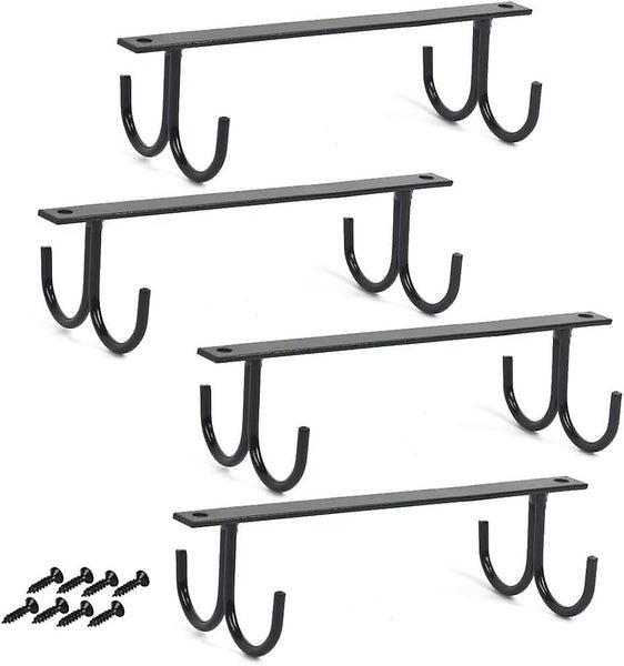 6-pack Rustic Mug Holder Rack Under Cabinet Cup Organizer With Hooks Carousel 1