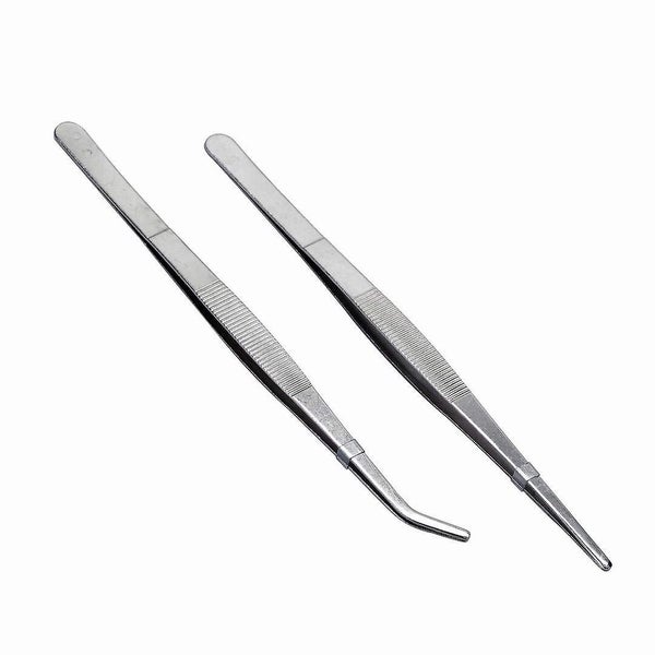 2 Pack Stainless Steel Straight Tweezers And Curved Nippers Feeding Tongs For Carousel 2