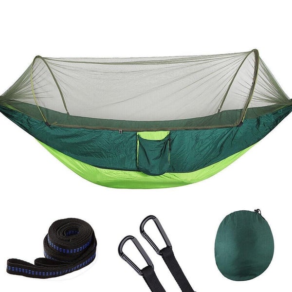 2 Person Hammock With Mosquito Net For Camping Tent Hanging Bed Travel Green Carousel 1