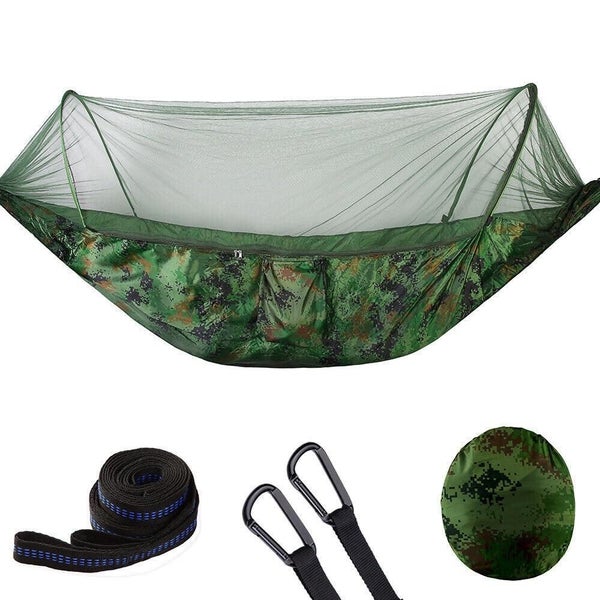 2 Person Hammock W/ Mosquito Net For Camping Tent Hanging Bed Travel Camouflage Carousel 1