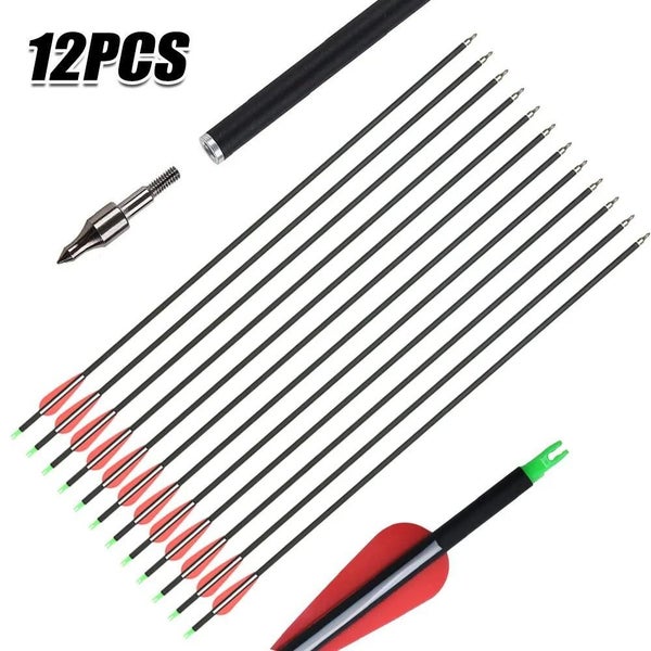 12pcs Musen Carbon Arrows 31 Inches Spine 500 For Compound & Recurve Bow Hunting Carousel 1