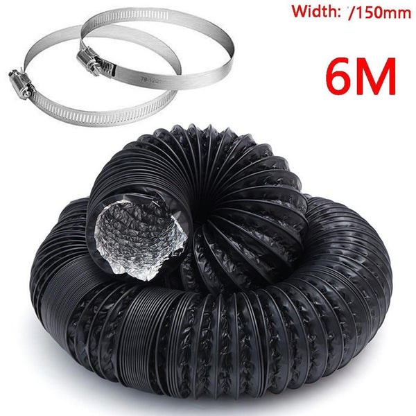 Flexible Air Duct Chimney Dryer Vent Duct Air Exhaust Aluminum Foil Ducting 6" Carousel 1