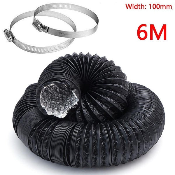 Flexible Air Duct Chimney Dryer Vent Duct Air Exhaust Aluminum Foil Ducting 4" Carousel 1