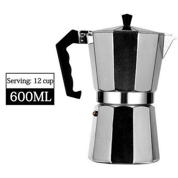 600ml/12 Cup Coffee Maker Moka Percolator Stove Top Espresso Latte Stainless Pot Carousel 1