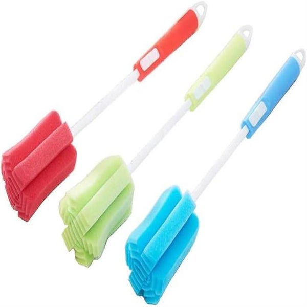 3pcs Foam Sponge Brush With Adjustable Long Handle Cleaning Baby Bottles Glasses Carousel 2