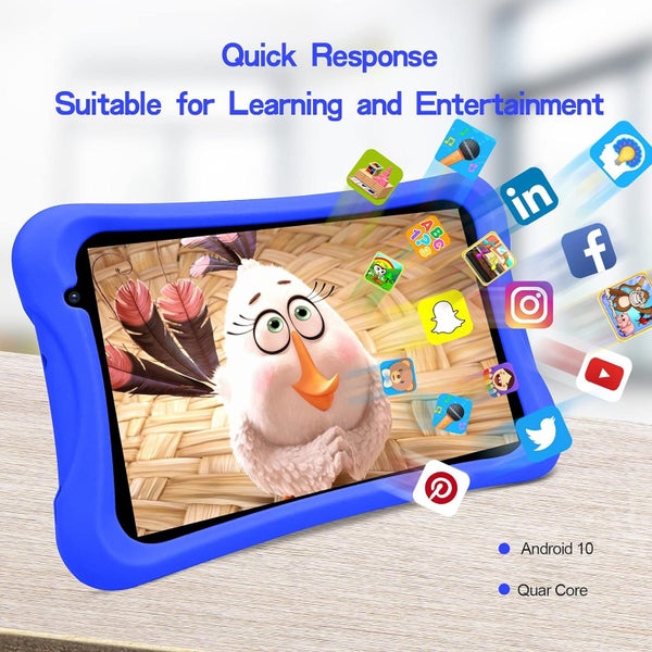 8 Inch Kids Tablet,Quad Core Android Tablet 64GB WiFi Bluetooth Tablet,Blue Carousel 2