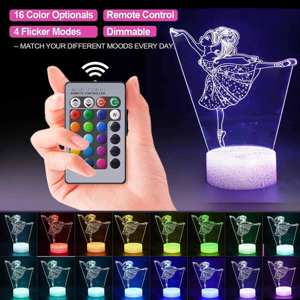 Ballet Girl Night Light 3d Lamp With 16 Colors Changing And Remote Control Carousel 1