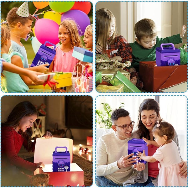 Piggy Bank, Electronic Password ATM Cash Coin, Gift Toy for Kids (Blue) Carousel 2