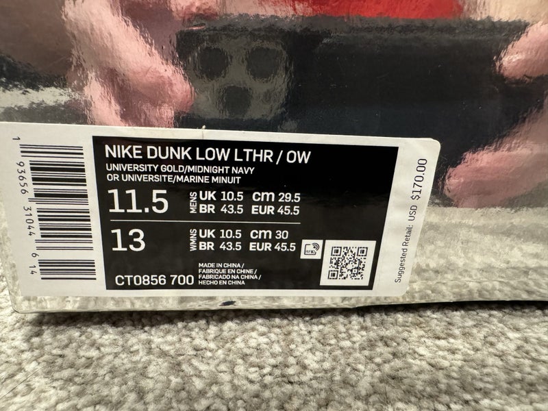Off-White x Nike Dunk Low 'University Gold' size US 11.5 Carousel 7