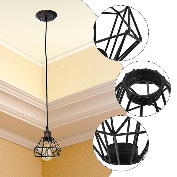 2pcs Vintage Ceiling Diamond Shape Lampshade Industrial Bulb Guard Holder Cove Carousel 2