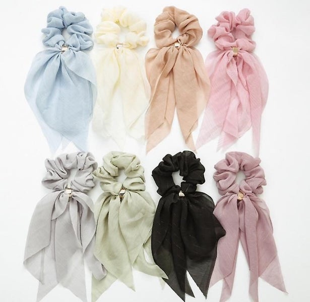 Elegant Scarf Hair Ties For Women Girls Cute Bunny Ear Bow Scrunchies Carousel 4