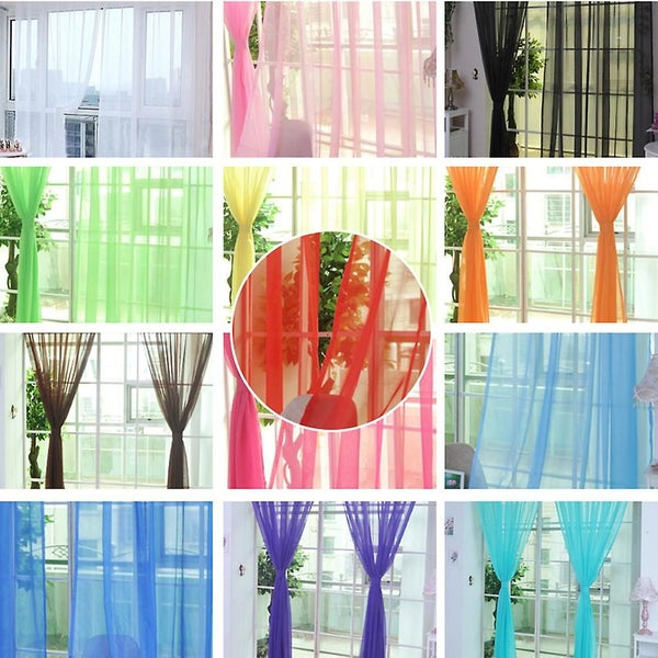 Transparent Tulle Window Sheer Window Screen Rod Pocket Voile Curtains For Bed Carousel 3