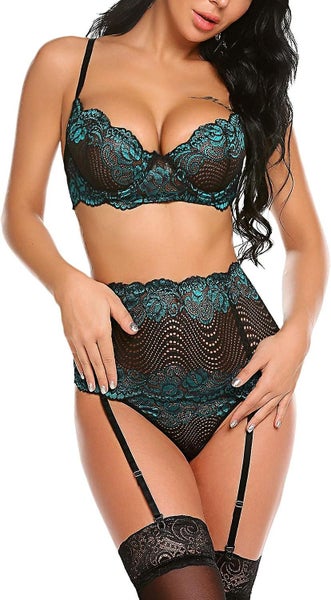 Women Lingerie Set With Garter Belts Sexy Bra And Panty Underwire Lingerie Set Carousel 5