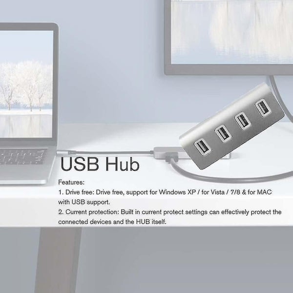 High Speed Mini 4 Port Blue Led Light Usb Hub Splitter Aluminium Power For App Carousel 2