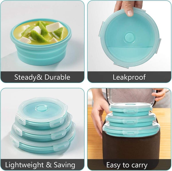 Silicone Collapsible Food Storage Container With Airtight Lid And Air Vent 3pa Carousel 5