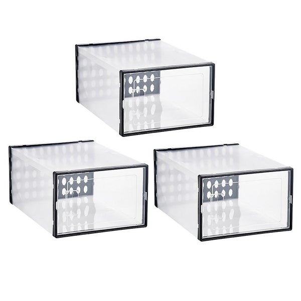 3 Pcs Stackable Shoe Storage Male Shoe Box Shoes Storage Container Drawer Type Carousel 1