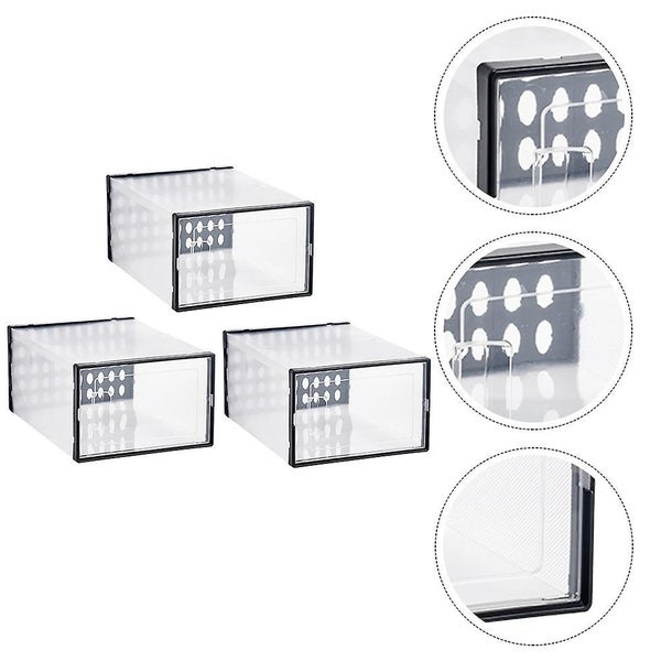 3 Pcs Stackable Shoe Storage Male Shoe Box Shoes Storage Container Drawer Type Carousel 2