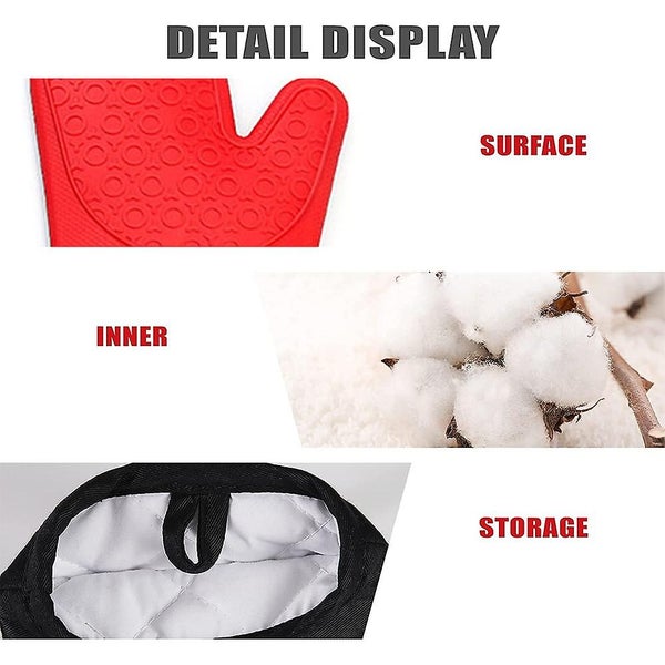 Oven Mitts Heat-resistant Baking Gloves With Quilted Liner For Kitchen Cooking Carousel 5