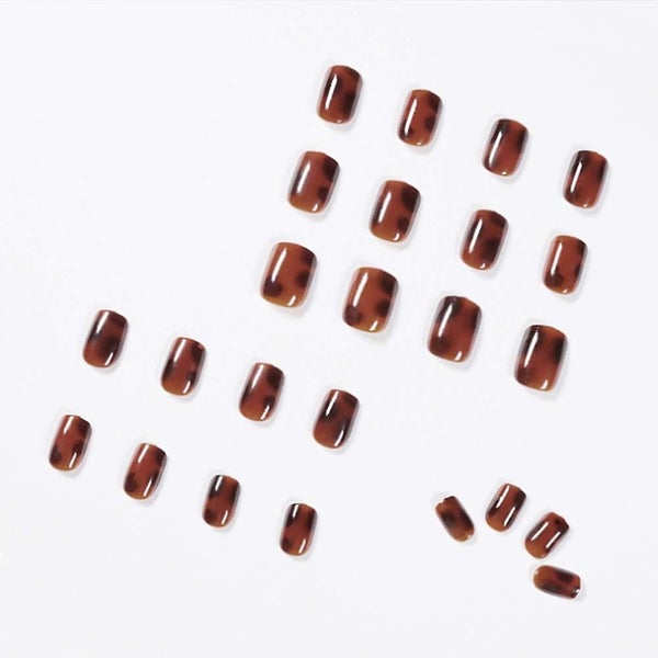 Fake Nails Short Amber Press On Nails Square Acrylic Full Cover False Nails Fo Carousel 2