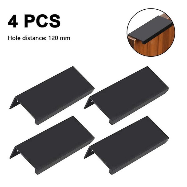 4pcs Mount Finger Edge Pull Handles 80/120mm Aluminum Concealed Handle Cabinet Carousel 1