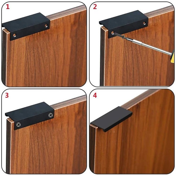 4pcs Mount Finger Edge Pull Handles 80/120mm Aluminum Concealed Handle Cabinet Carousel 4