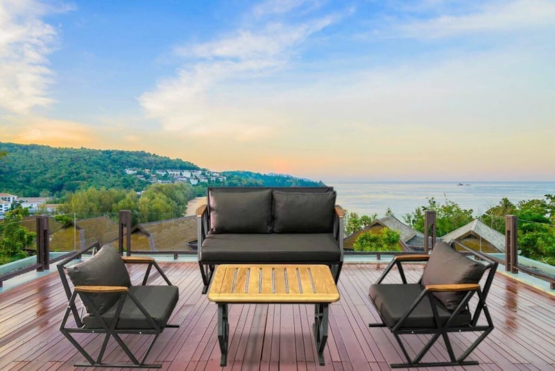 Compton Dark Grey Indoor- Covered Outdoor Sofa Set with Coffee Table Carousel 1