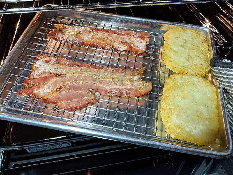 Checkered Chef Quarter Sheet Pan And Rack Set Aluminum Cookie Sheet With Stain Carousel 1