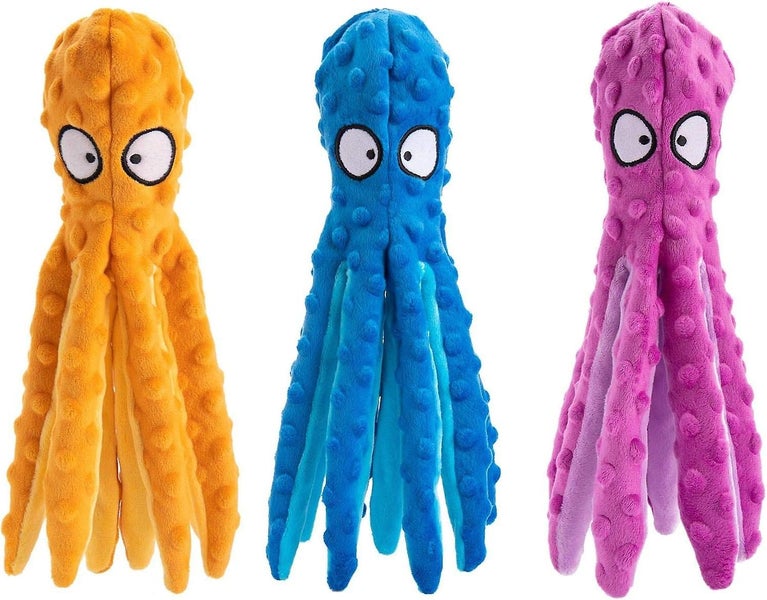 Interactive Dog Chew Toys Dog Squeaky Toys Octopus No Stuffing Crinkle Plush F Carousel 1