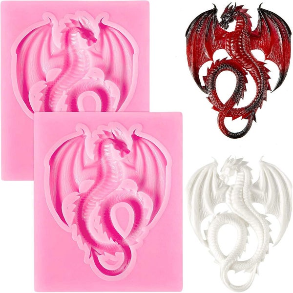 2 Pieces Flying Dragon Silicone Mold Cute Dragon Fondant Mold Animal Dragon Ch Carousel 1